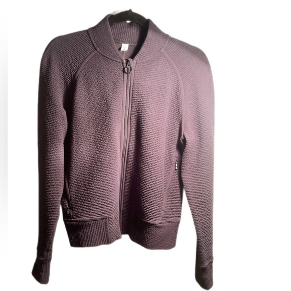 Lululemon On Repeat Bomber Jacket lightweight Yoga textured Full Zipper Black 6 - Picture 2 of 4